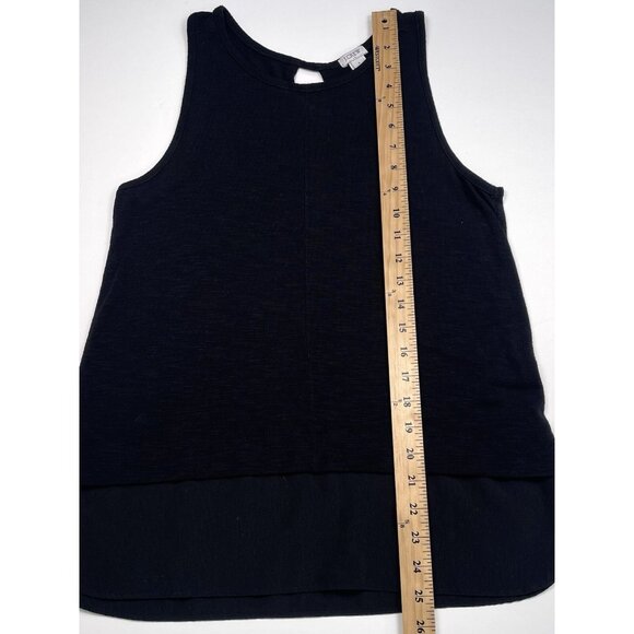 J.CREW Womens SMALL Black Lagenlook Knit TANK TOP Keyhole Relaxed Boho J1050 EUC - Picture 4 of 7